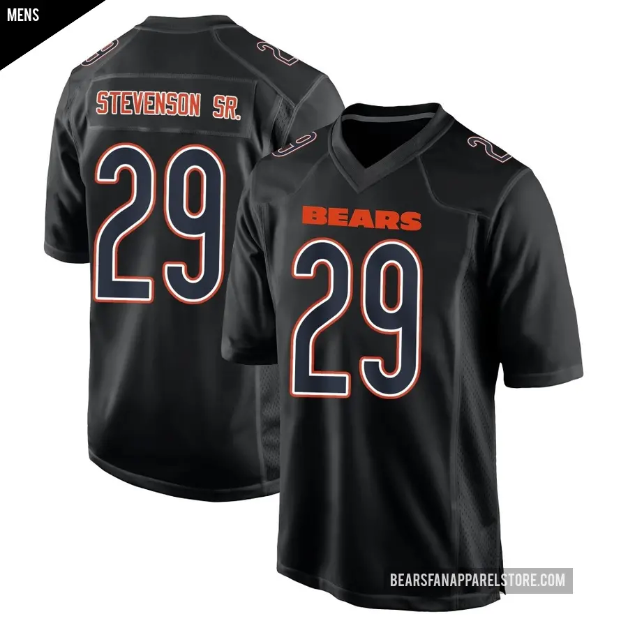 Men's Chicago Bears ＃29 Tyrique Stevenson Sr. Black Game Carbon Fashion Jersey