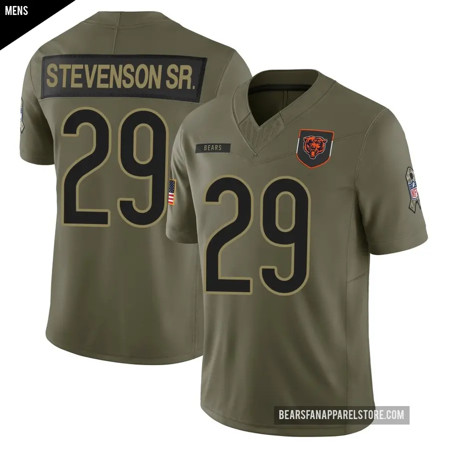 Men's Chicago Bears ＃29 Tyrique Stevenson Sr. Olive Limited 2025 Salute to Service Jersey