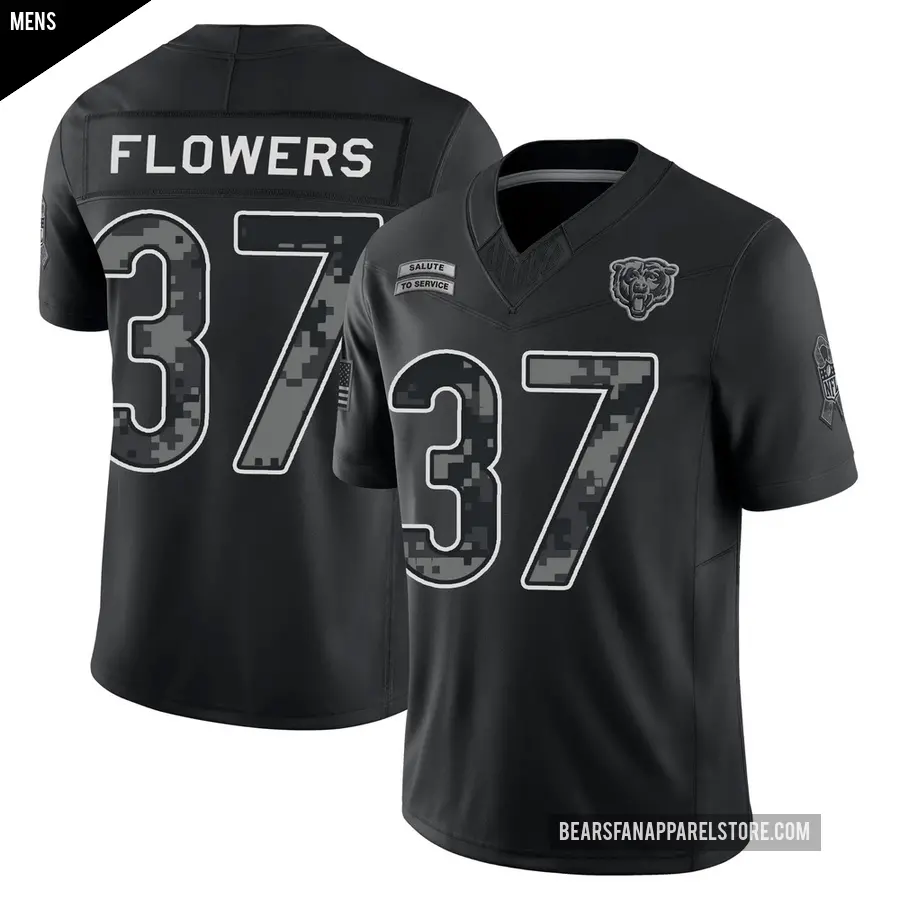 Men's Chicago Bears ＃37 Dallis Flowers Black Limited 2026 Salute to Service Stitched Jersey