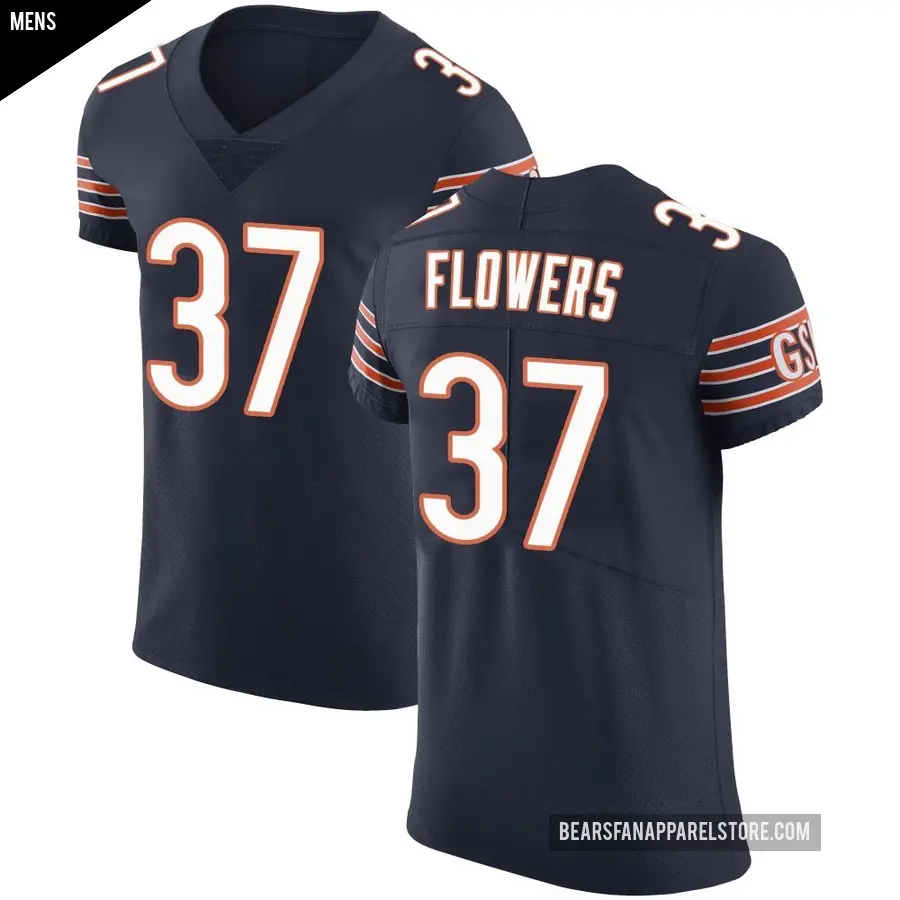 Men's Chicago Bears ＃37 Dallis Flowers Navy Elite Team Color Vapor Untouchable Jersey