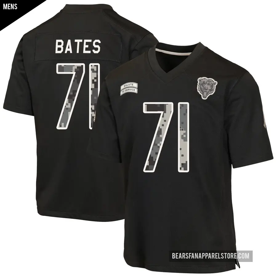 Men's Chicago Bears ＃71 Ryan Bates Black Game 2026 Salute to Service Jersey