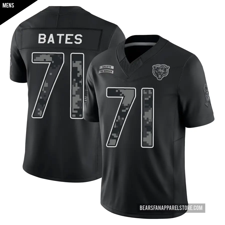 Men's Chicago Bears ＃71 Ryan Bates Black Limited 2026 Salute to Service Stitched Jersey
