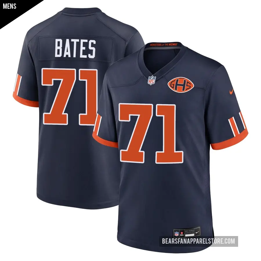 Men's Chicago Bears ＃71 Ryan Bates Navy Game 2026 Rivalries Collection Jersey