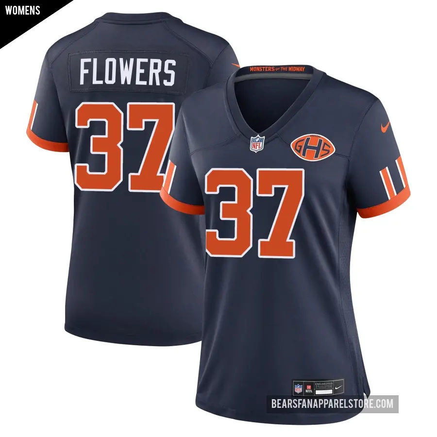 Women's Chicago Bears ＃37 Dallis Flowers Navy Game 2026 Rivalries Collection Jersey