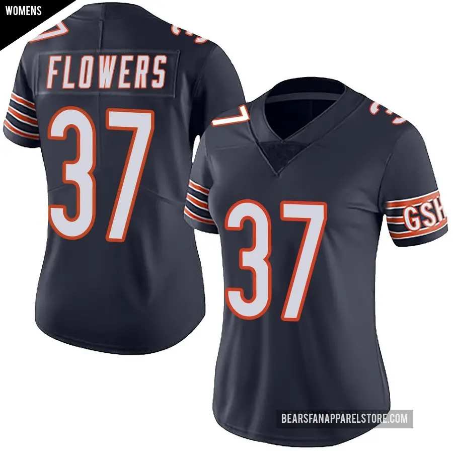 Women's Chicago Bears ＃37 Dallis Flowers Navy Limited Team Color Vapor Untouchable Jersey