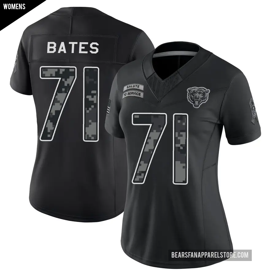 Women's Chicago Bears ＃71 Ryan Bates Black Limited 2026 Salute to Service Stitched Jersey