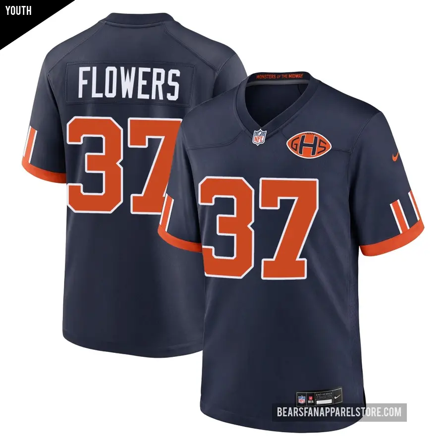Youth Chicago Bears ＃37 Dallis Flowers Navy Game 2026 Rivalries Collection Jersey