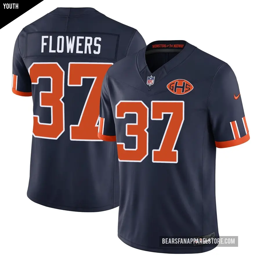 Youth Chicago Bears ＃37 Dallis Flowers Navy Limited 2026 Rivalries Collection Stitched Jersey