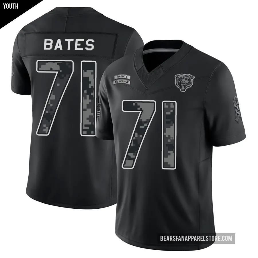 Youth Chicago Bears ＃71 Ryan Bates Black Limited 2026 Salute to Service Stitched Jersey