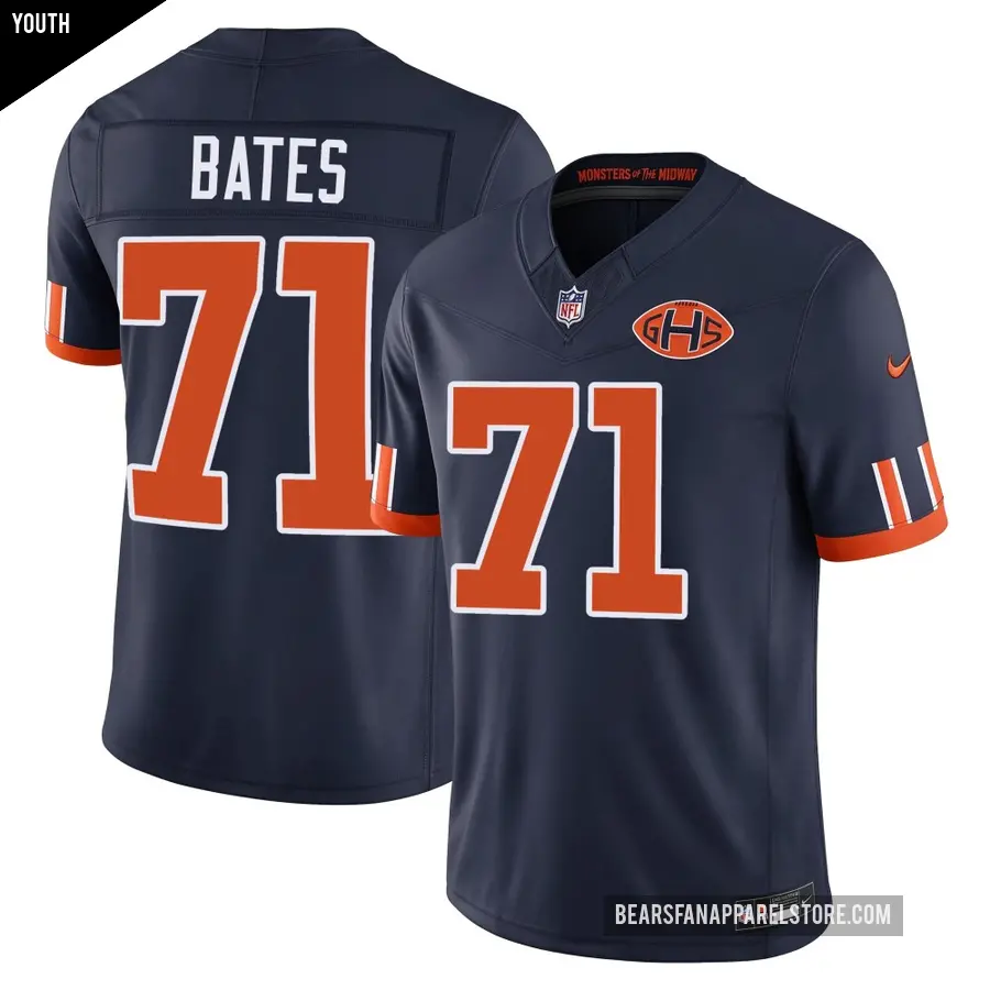 Youth Chicago Bears ＃71 Ryan Bates Navy Limited 2026 Rivalries Collection Stitched Jersey
